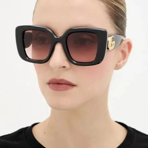NEW GUCCI SUNGLASSES BLACK BROWN WOMEN EYEWEAR GUCCI GG1975S 001 - Picture 3 of 12